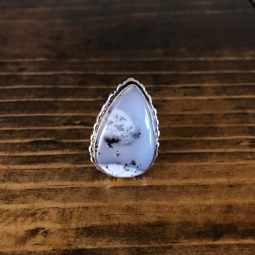 Dendritic Opal Stone .925 Silver Ring